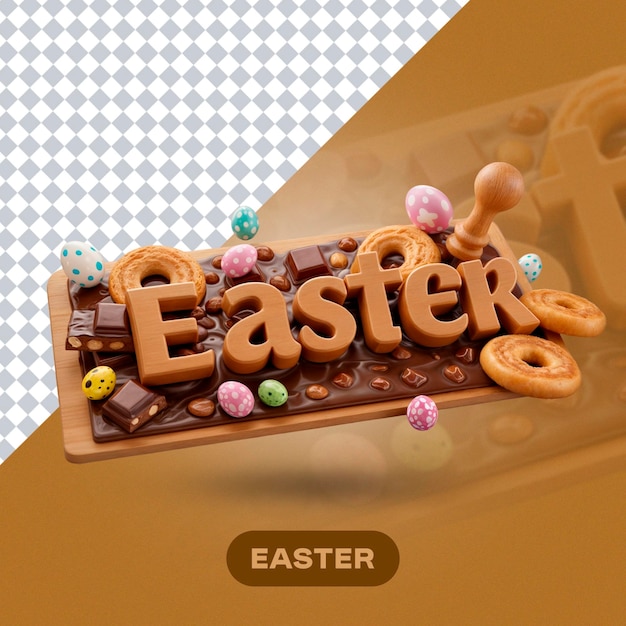 Celebração da Páscoa com ovos de chocolate e biscoitos
