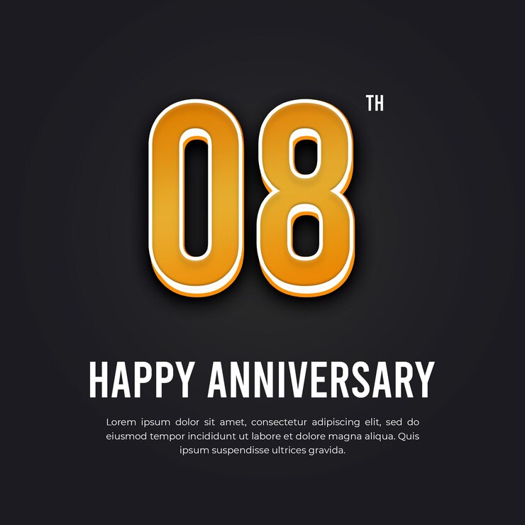 PSD celebração de 08 aniversário feliz banner de mídia social e design de modelo de postagem do instagram