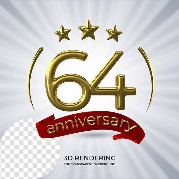 Celebração de 64 anos de renderização de cartaz em 3d