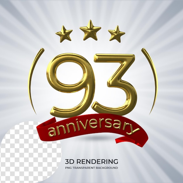 PSD celebração de 93 anos de renderização de cartaz em 3d