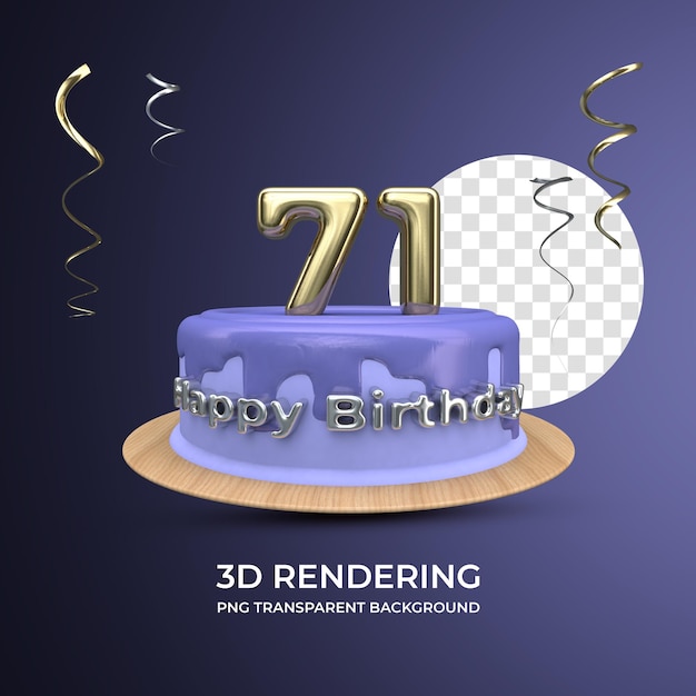 Celebração de aniversário de 71 anos renderização em 3d