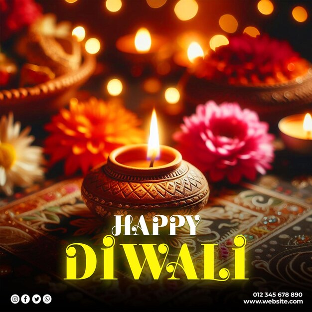 PSD celebração de diwali shubh post de mídia social de diwali