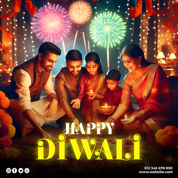 PSD celebração de diwali shubh post de mídia social de diwali