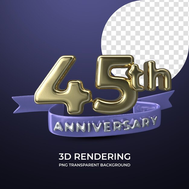 PSD celebração do 45º aniversário renderização em 3d isolado fundo transparente