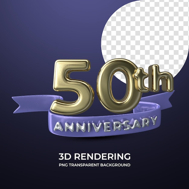 Celebração do 50º aniversário renderização em 3d isolado fundo transparente
