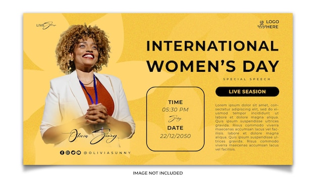 Celebração do dia da mulher e banner de mídia social de alto-falante
