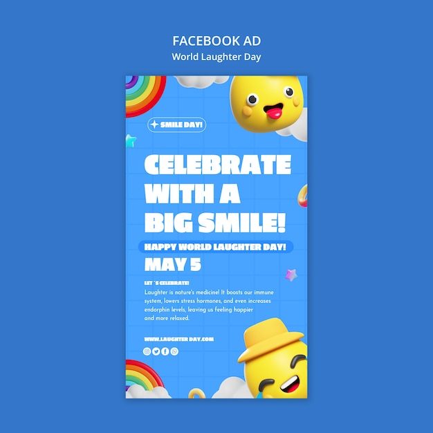 PSD celebração do dia mundial do riso modelo de facebook