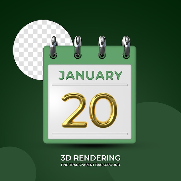 Celebração em 20 de janeiro modelo de cartaz renderização em 3d