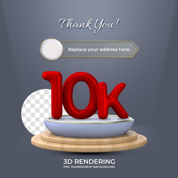 Celebración 10k plantilla de póster de fan de redes sociales representación 3d