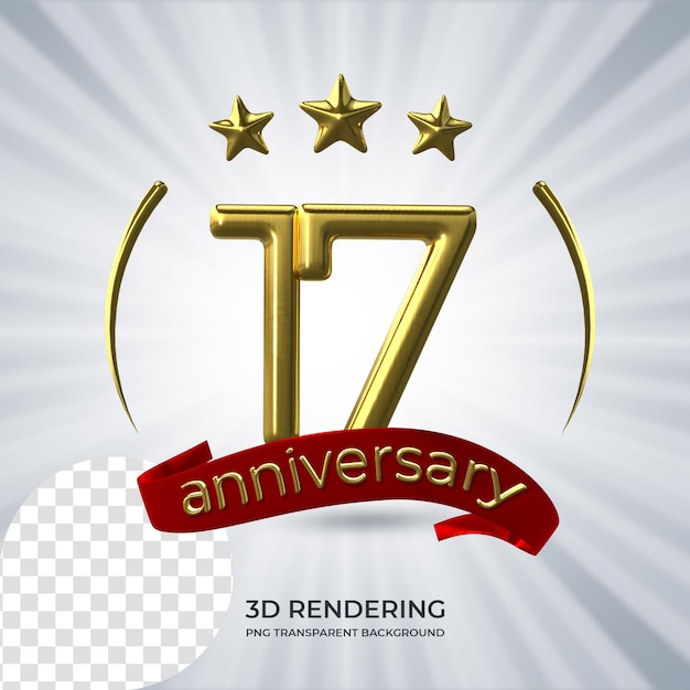 PSD celebración 17 aniversario póster representación 3d