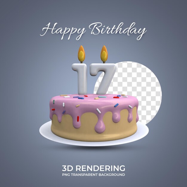 PSD celebración 17 años cumpleaños renderizado 3d