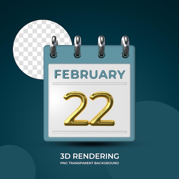 Celebración el 22 de febrero plantilla de póster representación 3d