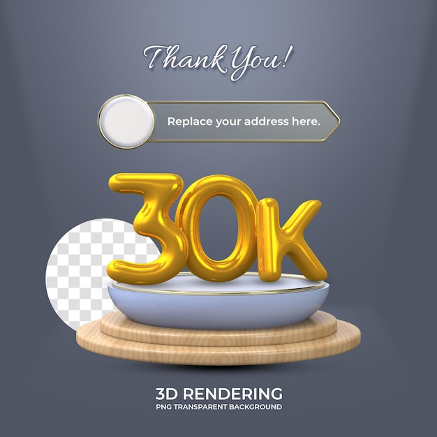 Celebración 30k plantilla de póster de fanáticos de las redes sociales representación 3d