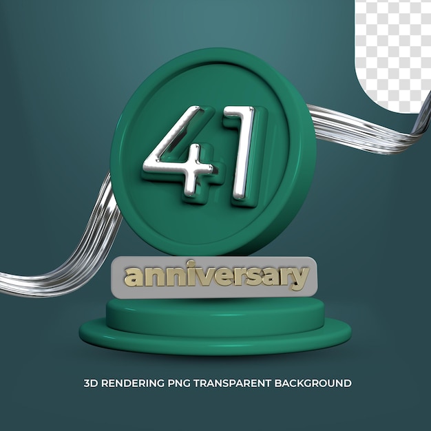 PSD celebración 41 aniversario cartel 3d render fondo transparente