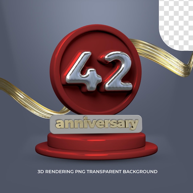 PSD celebración 42 aniversario plantilla de cartel 3d render fondo transparente