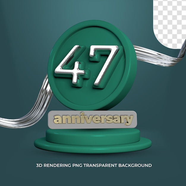 PSD celebración 47 aniversario cartel 3d render fondo transparente