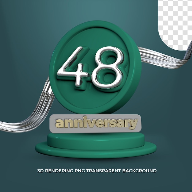 PSD celebración 48 aniversario cartel 3d render fondo transparente