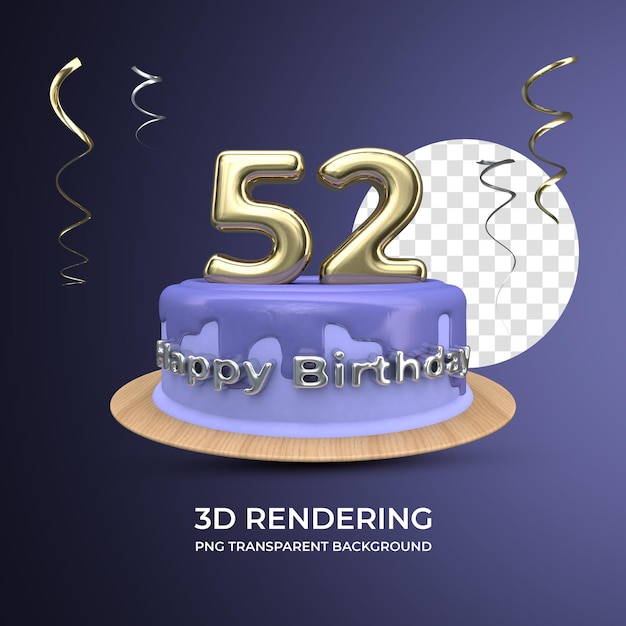 PSD celebración 52 años cumpleaños renderizado 3d
