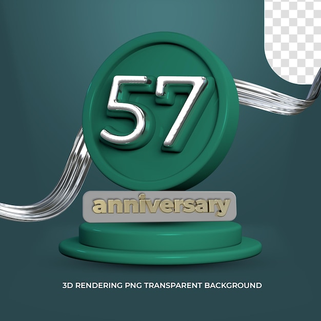 PSD celebración 57 aniversario cartel 3d render fondo transparente