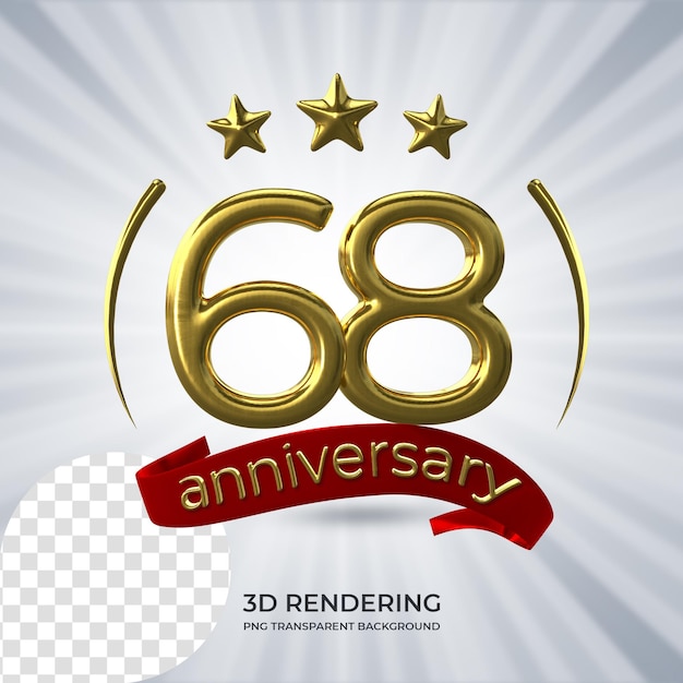 PSD celebración 68 aniversario póster representación 3d