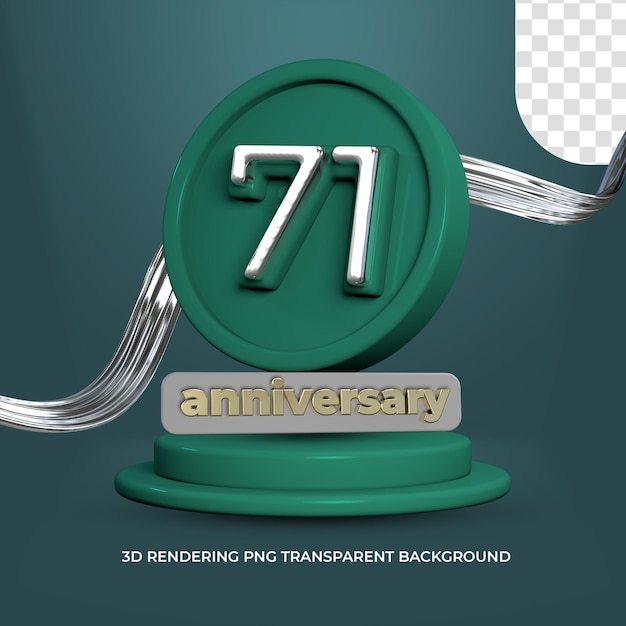 PSD celebración 71 aniversario cartel 3d render fondo transparente