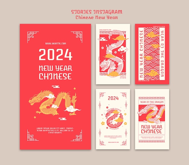 PSD celebración del año nuevo chino historias de instagram