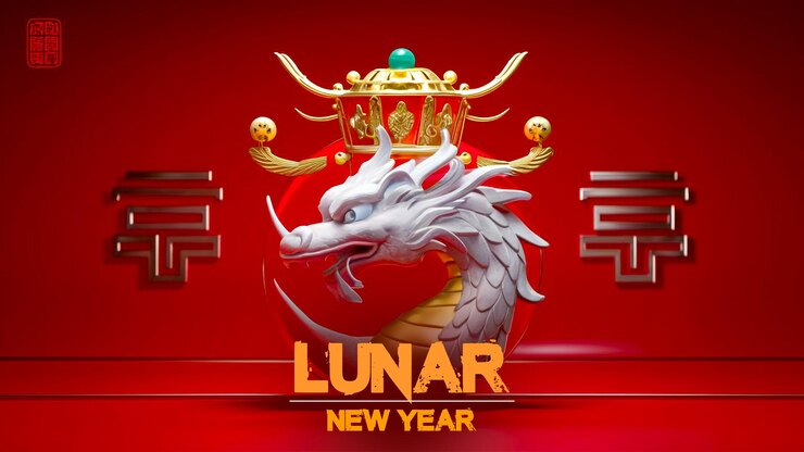 PSD celebración del año nuevo lunar chino dragón del zodiaco chino plantilla o cartel de redes sociales