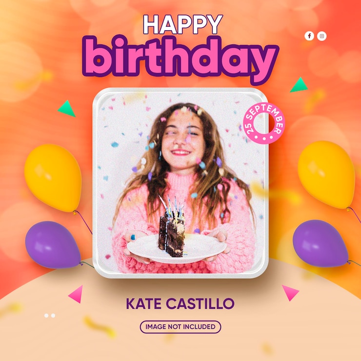 PSD celebración de cumpleaños plantilla de publicación en las redes sociales