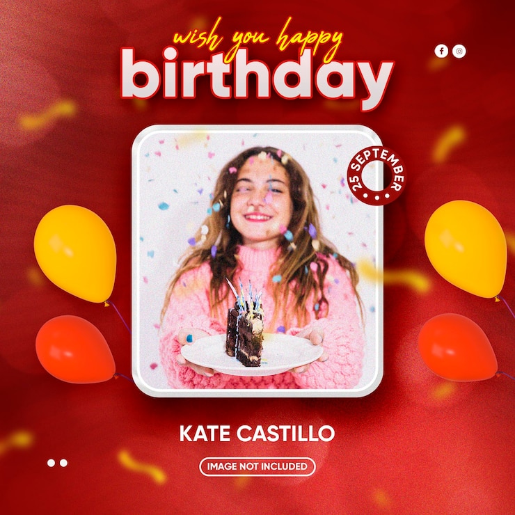 PSD celebración de cumpleaños plantilla de publicación en las redes sociales