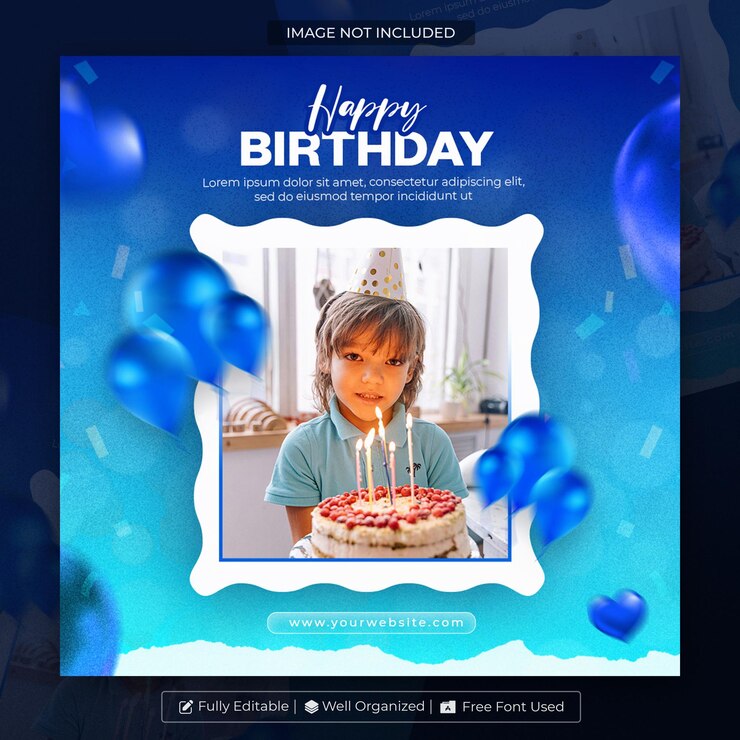 PSD celebración de cumpleaños publicación en las redes sociales con plantilla de marco fotográfico