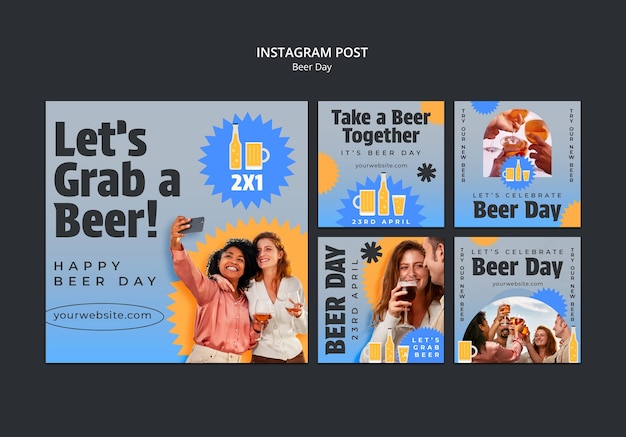 PSD celebración del día de la cerveza en instagram