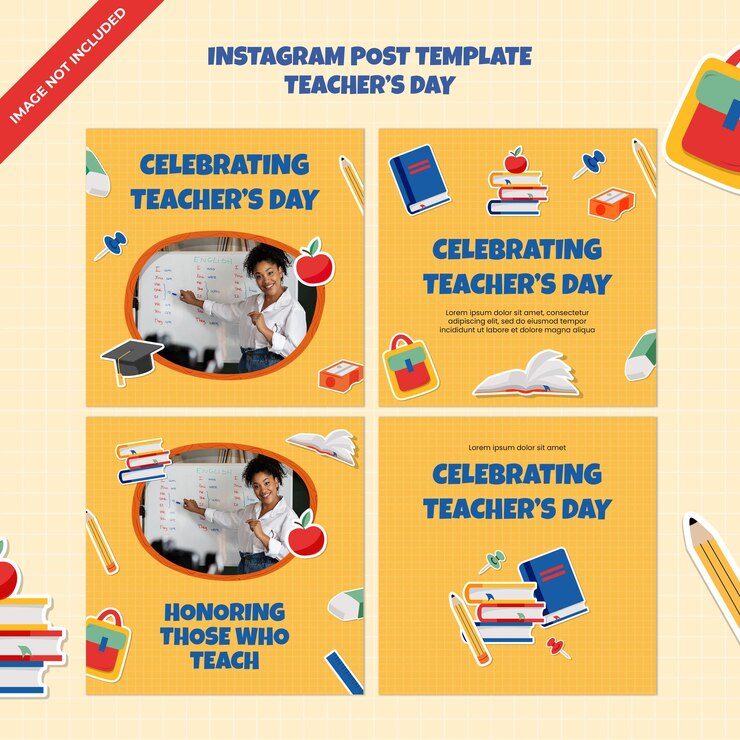 PSD celebración del día del maestro plantilla de publicaciones de instagram