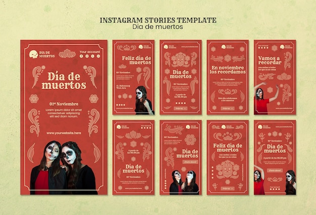 Celebración del día de los muertos en las historias de instagram