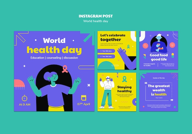 PSD celebración del día mundial de la salud en instagram