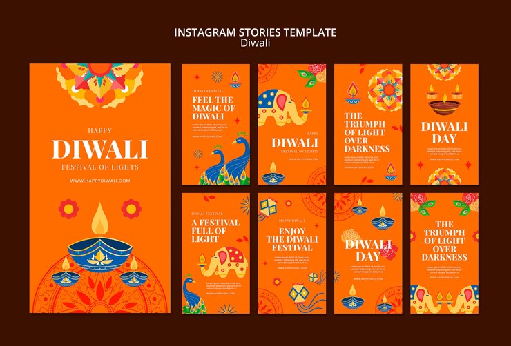 PSD celebración de diwali en las historias de instagram