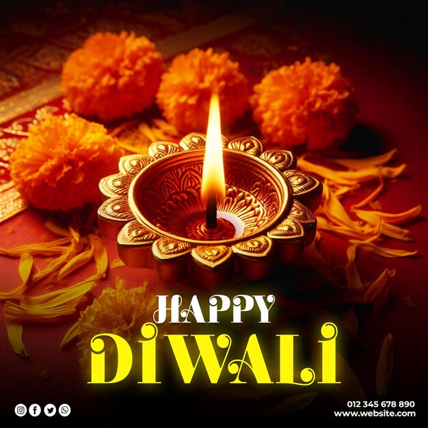 Celebración de diwali en las redes sociales de shubh diwali