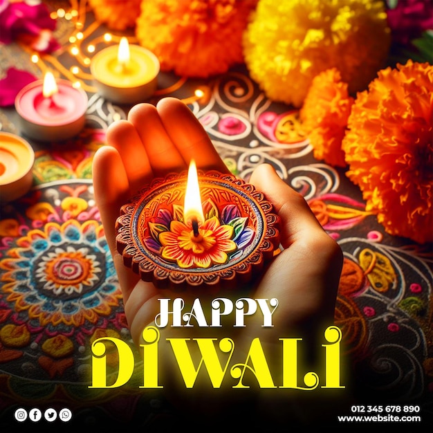 PSD celebración de diwali en las redes sociales de shubh diwali