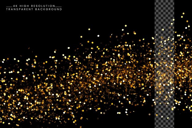 PSD celebración dorada luces de confeti bokeh partículas brillantes sinfonía de la festividad png