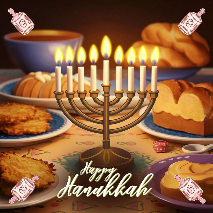 PSD celebración de la fiesta judía hanukkah con velas