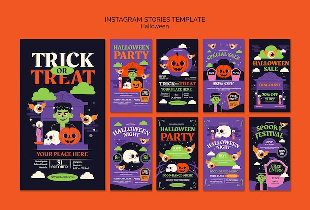 PSD celebración de halloween en las historias de instagram