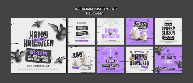 Celebración de halloween plantilla de publicaciones de instagram