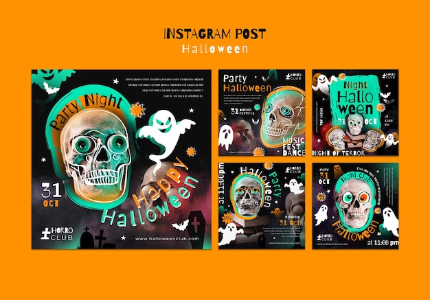 Celebración de Halloween plantilla de publicaciones de Instagram