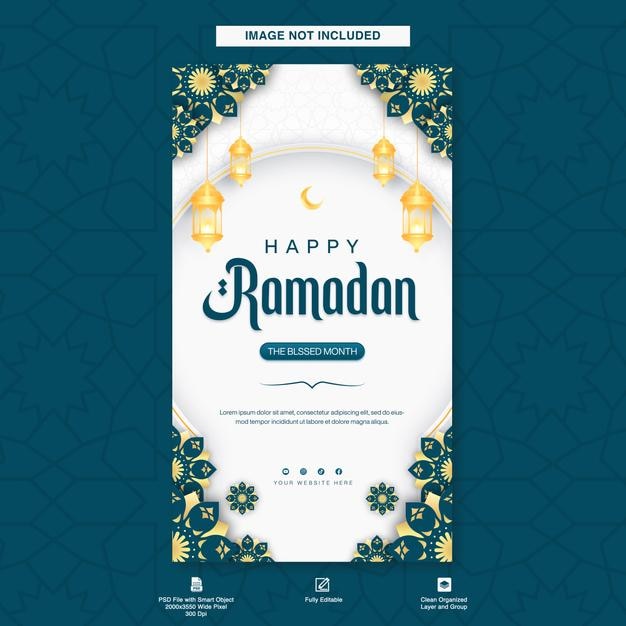 Celebración islámica del Ramadán para el diseño de plantillas de historias de Instagram
