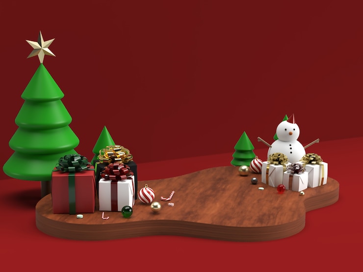 PSD celebración de navidad y año nuevo maqueta de escena de escenario 3d