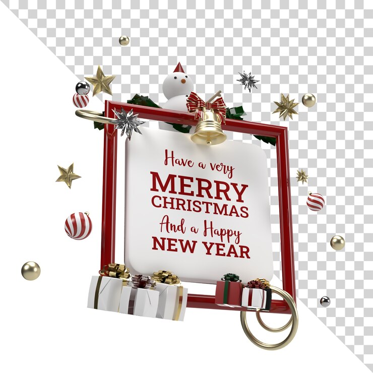 PSD celebración de navidad objeto volador render anuncio aislado