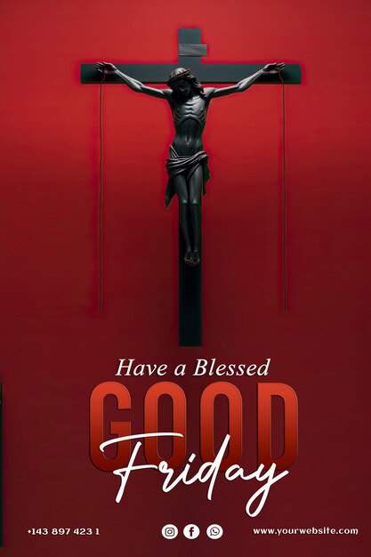 PSD celebración del viernes santo con un fondo minimalista de jesús.