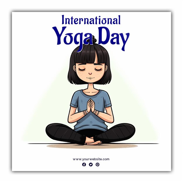 PSD celebrar el día internacional del yoga para el post en las redes sociales.