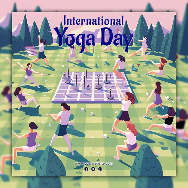 PSD celebrar el día internacional del yoga para el post en las redes sociales.