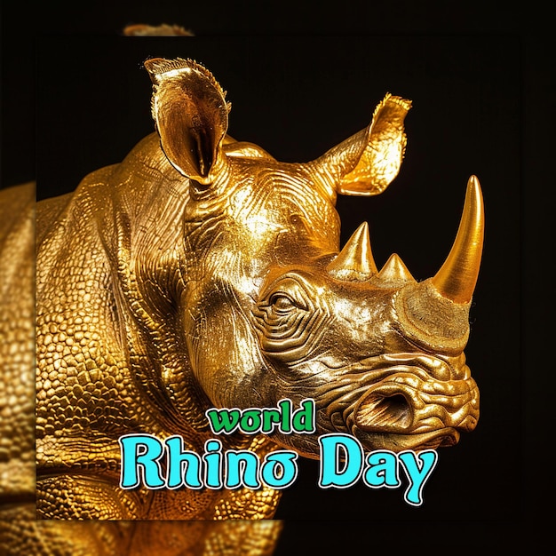Celebrar el día mundial del rinoceronte el 22 de septiembre y el día mundial de los animales para el diseño de publicaciones en redes sociales