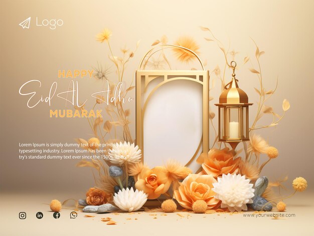 PSD celebrar la fiesta de eid al adha eid mubarak plantilla de diseño de banner